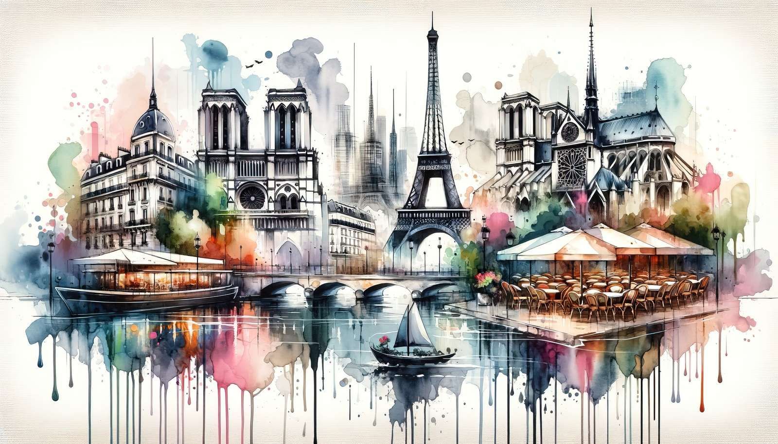 Watercolor Paris Abstract