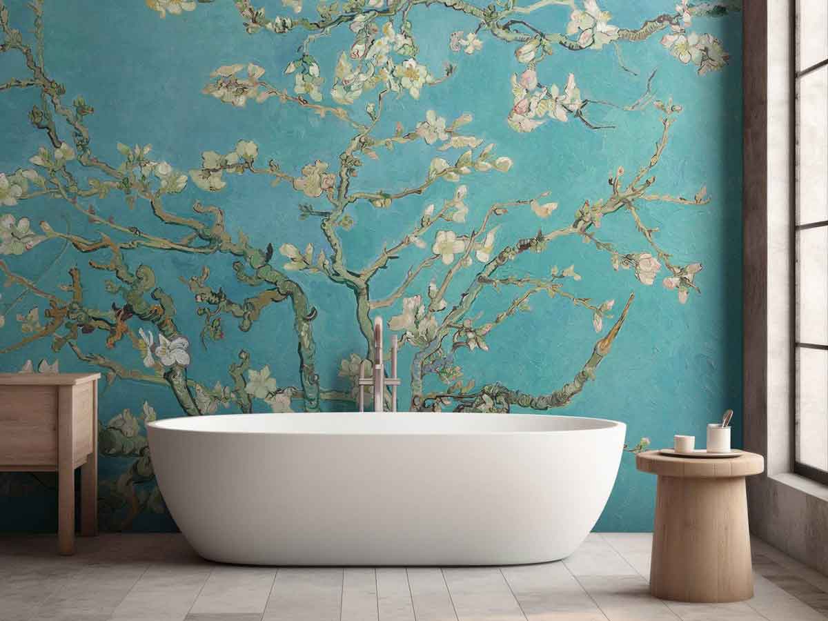 Ta fototapeta przenosi malownicze kwiaty Van Gogha do twojej łazienki, idealna do artystycznej i relaksującej atmosfery.